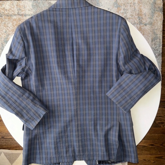 John Varvatos Men’s Seersucker Unstructured Blazer Jacket Size 42R Blue - Picture 5 of 8